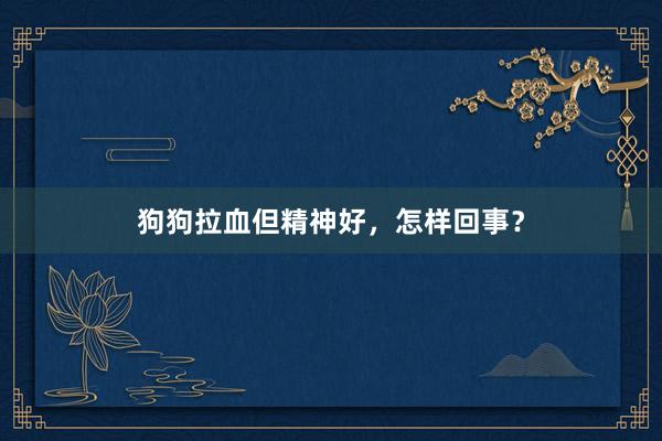 狗狗拉血但精神好，怎样回事？